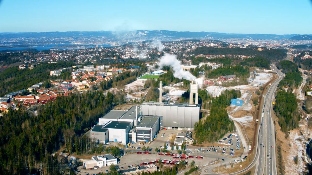 Oversiktsbilde av Hafslund Oslo Celsios anlegg på Klemetsrud. Foto.