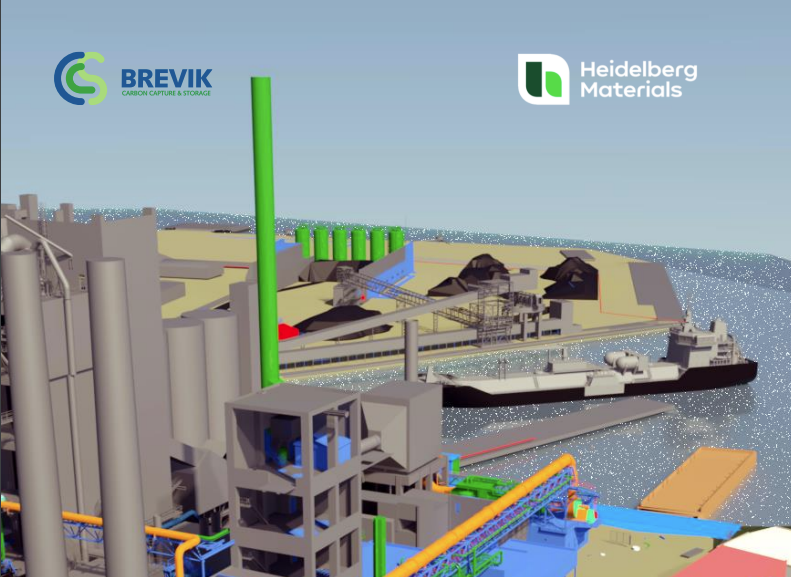 Illustrasjon av anlegget Brevik CCS. Illustrasjon